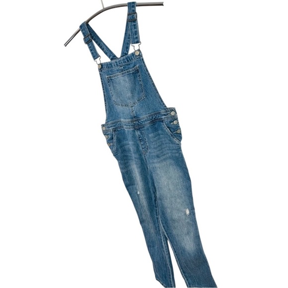 Cat & Jack Unisex Kids Distressed Blue Denim Bib Straight Overalls Size XL (14) - Picture 3 of 13